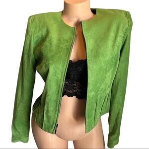 ⚫️ DAVID WARREN neon green blazer With shoulder pads